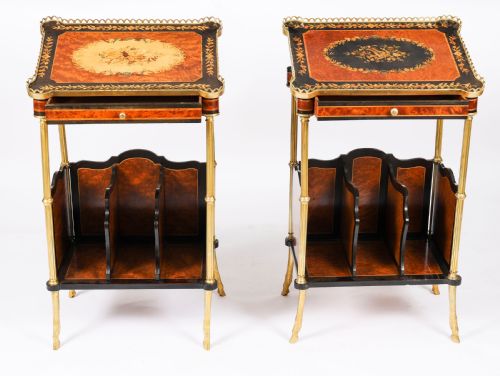 ANTIQUE PAIR FRENCH ORMOLU MOUNTED OCCASIONAL SIDE TABLES 19TH C - ADDITIONAL PHOTO 4