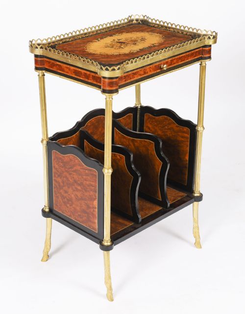 ANTIQUE PAIR FRENCH ORMOLU MOUNTED OCCASIONAL SIDE TABLES 19TH C - ADDITIONAL PHOTO 7