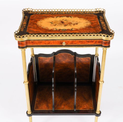 ANTIQUE PAIR FRENCH ORMOLU MOUNTED OCCASIONAL SIDE TABLES 19TH C - ADDITIONAL PHOTO 11