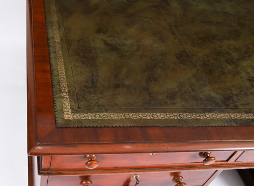 ANTIQUE VICTORIAN FLAME MAHOGANY PARTNERS PEDESTAL DESK C1860 19TH C - ADDITIONAL PHOTO 5