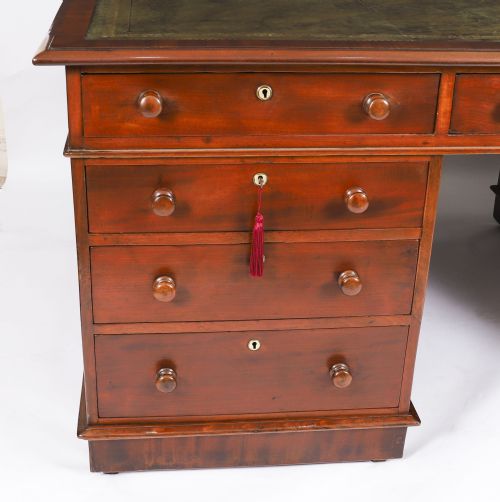 ANTIQUE VICTORIAN FLAME MAHOGANY PARTNERS PEDESTAL DESK C1860 19TH C - ADDITIONAL PHOTO 16