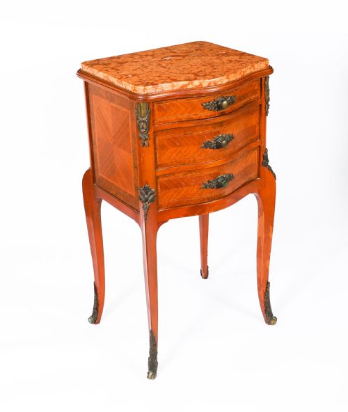 ANTIQUE PAIR FRENCH LOUIS XV PARQUETRY BOMBE BEDSIDE CABINETS 19TH C - ADDITIONAL PHOTO 12