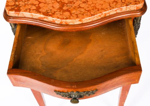 ANTIQUE PAIR FRENCH LOUIS XV PARQUETRY BOMBE BEDSIDE CABINETS 19TH C - ADDITIONAL PHOTO 17
