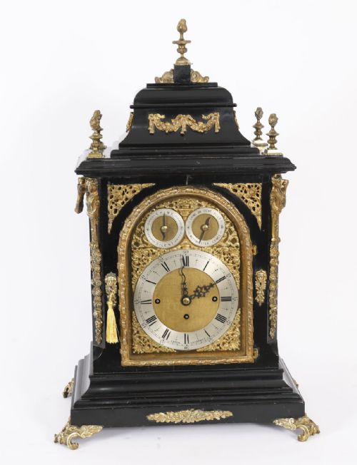 ANTIQUE ORMOLU MOUNTED EBONISED GILT BRONZE CHIMING MANTEL CLOCK C1860 - ADDITIONAL PHOTO 2
