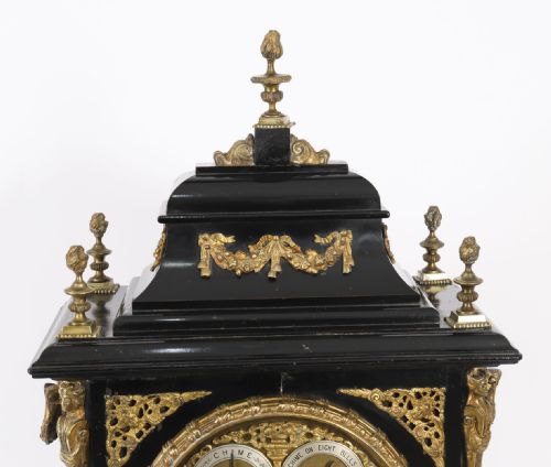 ANTIQUE ORMOLU MOUNTED EBONISED GILT BRONZE CHIMING MANTEL CLOCK C1860 - ADDITIONAL PHOTO 3