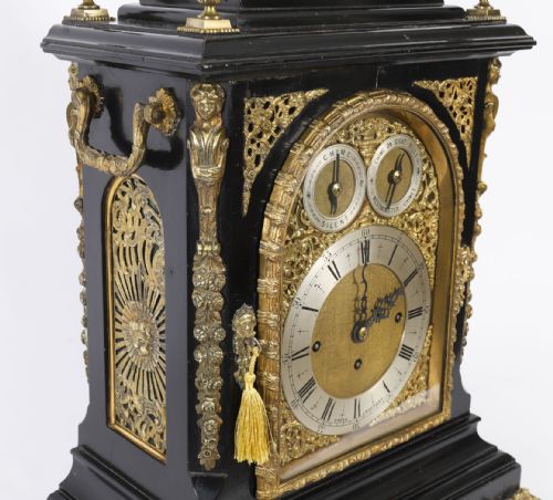 ANTIQUE ORMOLU MOUNTED EBONISED GILT BRONZE CHIMING MANTEL CLOCK C1860 - ADDITIONAL PHOTO 9