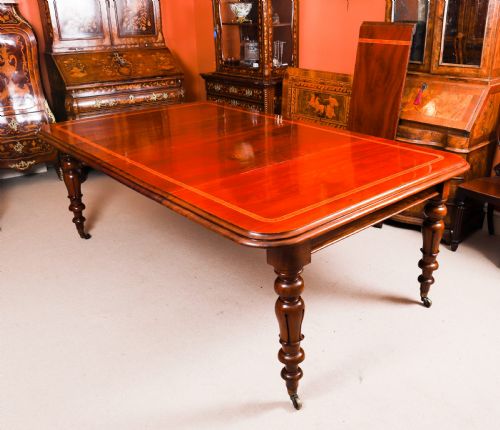 ANTIQUE 8FT6 WILLIAM IV FLAME MAHOGANY EXTENDING DINING TABLE 19TH C - ADDITIONAL PHOTO 6