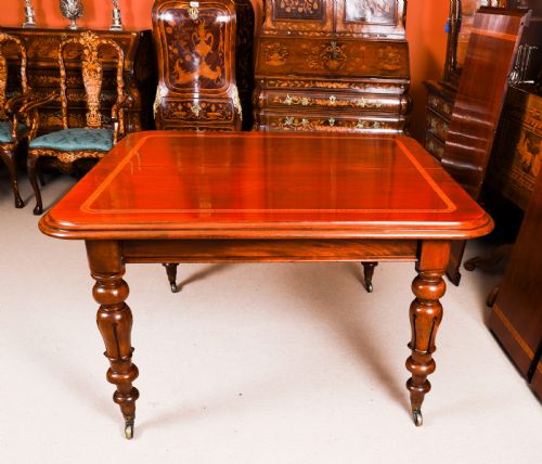 ANTIQUE 8FT6 WILLIAM IV FLAME MAHOGANY EXTENDING DINING TABLE 19TH C - ADDITIONAL PHOTO 9