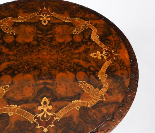fig 2. Antique Pair Victorian Burr Wanut & Marquetry Occasional Tables 19th C