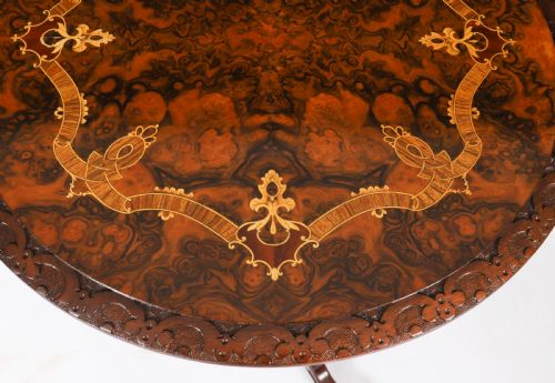 fig 5. Antique Pair Victorian Burr Wanut & Marquetry Occasional Tables 19th C