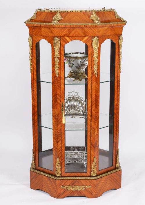 ANTIQUE FINE KING WOOD OCTAGONAL DISPLAY CABINET JARDINIERE 20TH C - ADDITIONAL PHOTO 1