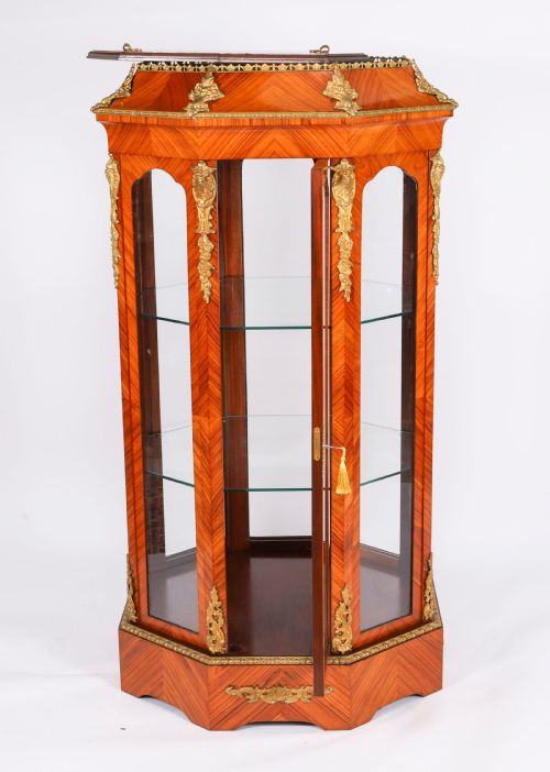 ANTIQUE FINE KING WOOD OCTAGONAL DISPLAY CABINET JARDINIERE 20TH C - ADDITIONAL PHOTO 13