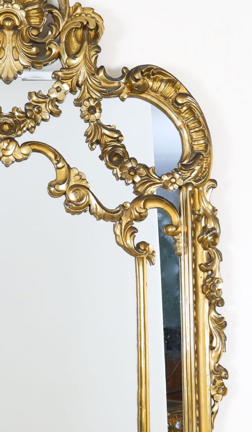 ANTIQUE ENGLISH GILTWOOD LOUIS REVIVAL OVERMANTEL MIRROR C1860 160 X 80CM - ADDITIONAL PHOTO 4