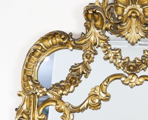 ANTIQUE ENGLISH GILTWOOD LOUIS REVIVAL OVERMANTEL MIRROR C1860 160 X 80CM - ADDITIONAL PHOTO 5