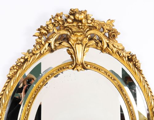 ANTIQUE VICTORIAN GILTWOOD OVAL CUSHION MIRROR 19TH C 123X96CM - ADDITIONAL PHOTO 1