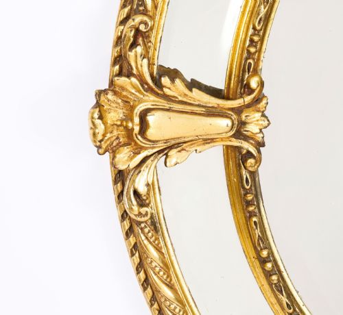 ANTIQUE VICTORIAN GILTWOOD OVAL CUSHION MIRROR 19TH C 123X96CM - ADDITIONAL PHOTO 3