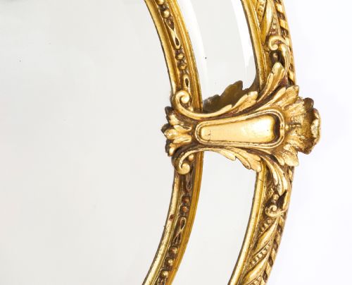 ANTIQUE VICTORIAN GILTWOOD OVAL CUSHION MIRROR 19TH C 123X96CM - ADDITIONAL PHOTO 4