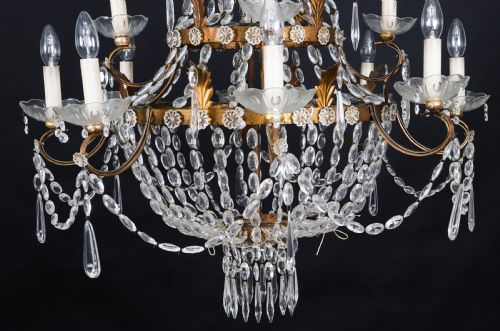 fig 2. Antique English William IV 12 Light Waterfall Tent Crystal Chandelier 19th C