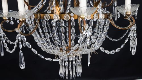fig 3. Antique English William IV 12 Light Waterfall Tent Crystal Chandelier 19th C