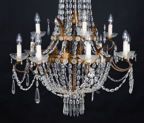 fig 4. Antique English William IV 12 Light Waterfall Tent Crystal Chandelier 19th C