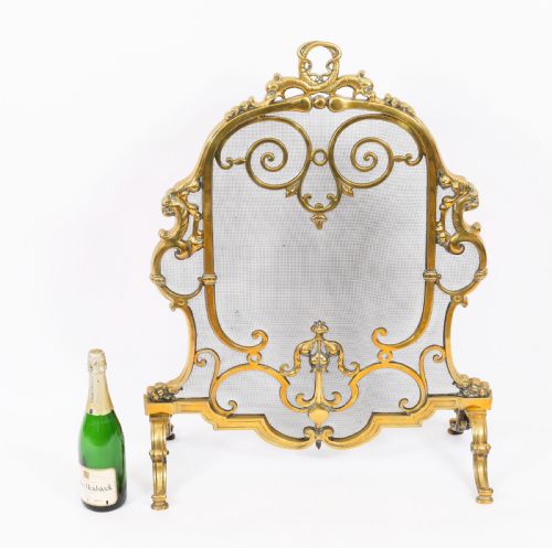 ANTIQUE FRENCH LOUIS REVIVAL BRASS MESH DOLPHIN FIRE SCREEN 19TH CENTURY - ADDITIONAL PHOTO 8