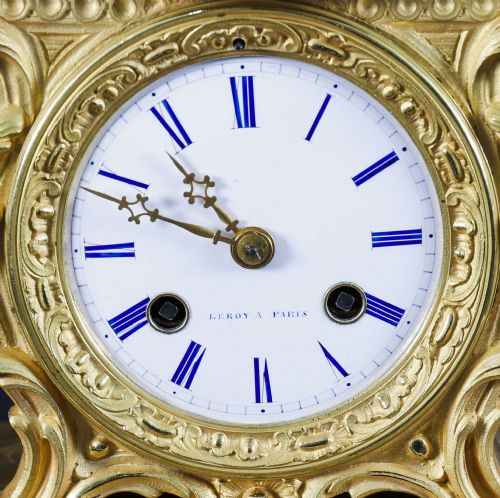 ANTIQUE FRENCH SEVRES ORMOLU MANTEL CLOCK BY LEROY PARIS 19TH CENTURY - ADDITIONAL PHOTO 5