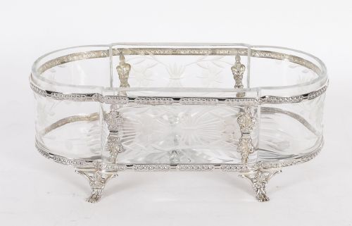 fig 1. Antique French Louis Revival Silver Plated Cut Crystal Centrepiece Circa 1860