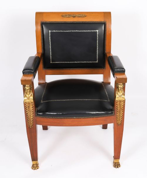 ANTIQUE FRENCH EMPIRE FAUTEUIL DU BUREAU DESK CHAIR 19TH C - ADDITIONAL PHOTO 1