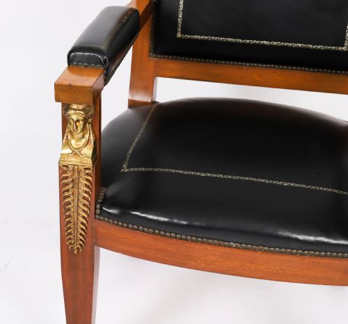ANTIQUE FRENCH EMPIRE FAUTEUIL DU BUREAU DESK CHAIR 19TH C - ADDITIONAL PHOTO 7