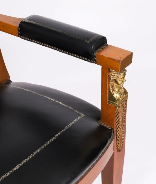 ANTIQUE FRENCH EMPIRE FAUTEUIL DU BUREAU DESK CHAIR 19TH C - ADDITIONAL PHOTO 12