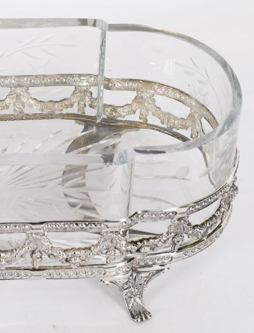 fig 1. Antique French Silver Plated Louis Revival Cut Crystal Centrepiece c.1860
