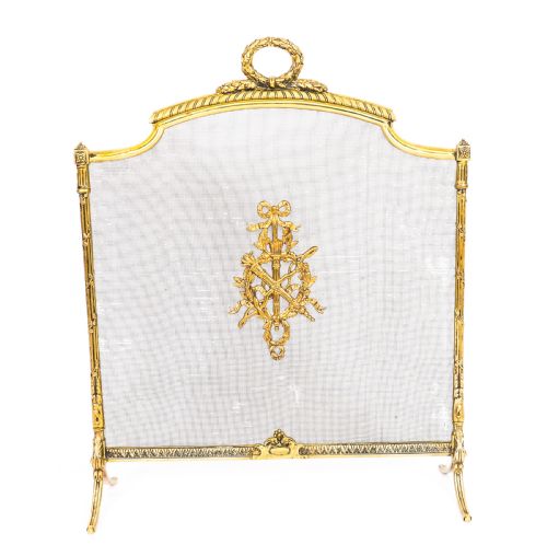 ANTIQUE FRENCH EMPIRE REVIVAL FLAMING TORCH GILT BRONZE FIRE SCREEN C1870 - ADDITIONAL PHOTO 2