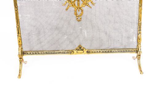 ANTIQUE FRENCH EMPIRE REVIVAL FLAMING TORCH GILT BRONZE FIRE SCREEN C1870 - ADDITIONAL PHOTO 6