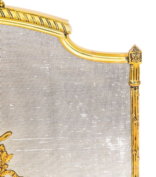 ANTIQUE FRENCH EMPIRE REVIVAL FLAMING TORCH GILT BRONZE FIRE SCREEN C1870 - ADDITIONAL PHOTO 8