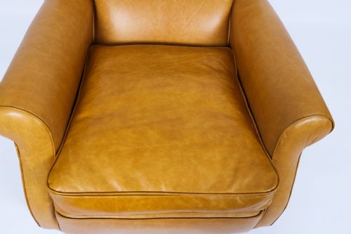 ANTIQUE ENGLISH ART DECO CLUB LEATHER ARMCHAIR CARAMEL TAN CIRCA 1930 - ADDITIONAL PHOTO 3