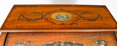 ANTIQUE ENGLISH LATE VICTORIAN SHERATON REVIVAL SATIN WOOD BUREAU C1890 - ADDITIONAL PHOTO 8