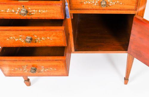 ANTIQUE ENGLISH LATE VICTORIAN SHERATON REVIVAL SATIN WOOD BUREAU C1890 - ADDITIONAL PHOTO 16