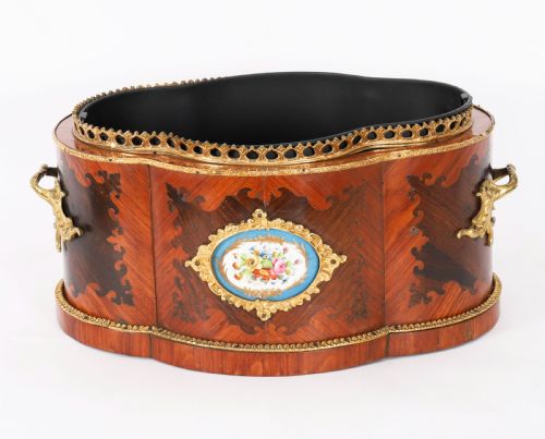 fig 1. Antique French Sevres Porcelain Ormolu Mounted Planter Jardiniere 19th Century