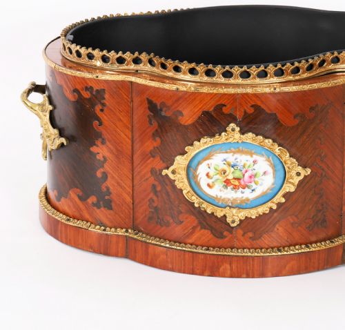 fig 6. Antique French Sevres Porcelain Ormolu Mounted Planter Jardiniere 19th Century