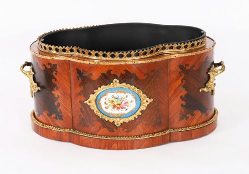 fig 7. Antique French Sevres Porcelain Ormolu Mounted Planter Jardiniere 19th Century