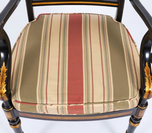 ANTIQUE SET 10 ENGLISH REGENCY REVIVAL PIERCED SPLAT BACK DINING CHAIRS 20TH C - ADDITIONAL PHOTO 4