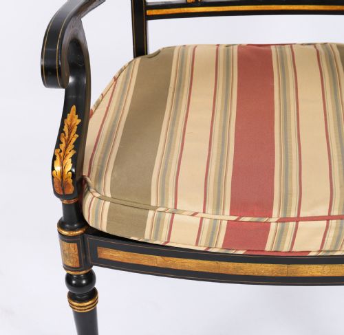 ANTIQUE SET 10 ENGLISH REGENCY REVIVAL PIERCED SPLAT BACK DINING CHAIRS 20TH C - ADDITIONAL PHOTO 5