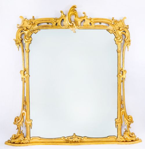 ANTIQUE LARGE ROCOCO REVIVAL GILTWOOD WALL MIRROR C1850 205X206CM 19TH C - ADDITIONAL PHOTO 8