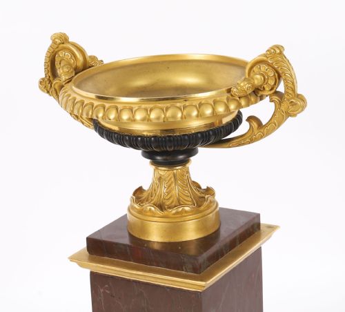 ANTIQUE PAIR FRENCH GRAND TOUR ORMOLU BRONZE MARBLE TAZZAS 19TH C - ADDITIONAL PHOTO 1