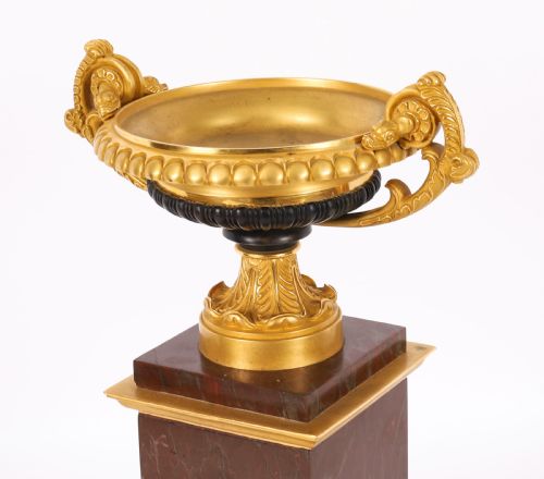 ANTIQUE PAIR FRENCH GRAND TOUR ORMOLU BRONZE MARBLE TAZZAS 19TH C - ADDITIONAL PHOTO 8