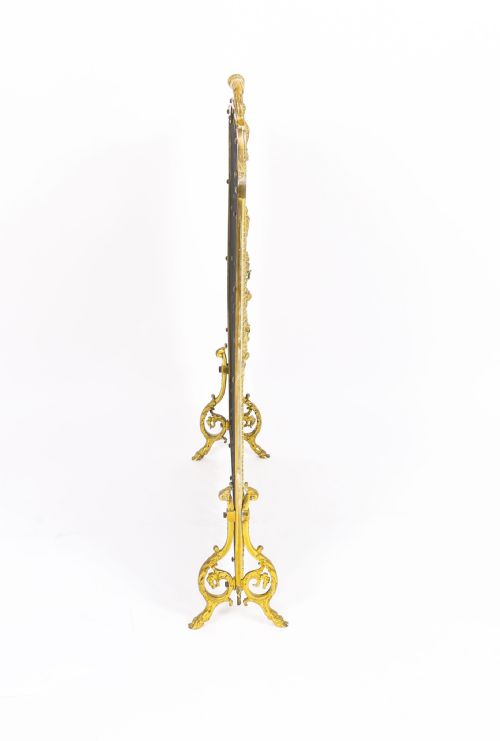 ANTIQUE FRENCH FLORAL AND MUSICAL TROPHY GILT BRONZE FIRE SCREEN 19TH CENTURY - ADDITIONAL PHOTO 8