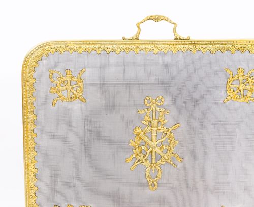 ANTIQUE FRENCH EMPIRE REVIVAL CLASSICAL TROPHIES GILT BRONZE FIRE SCREEN 19TH C - ADDITIONAL PHOTO 4