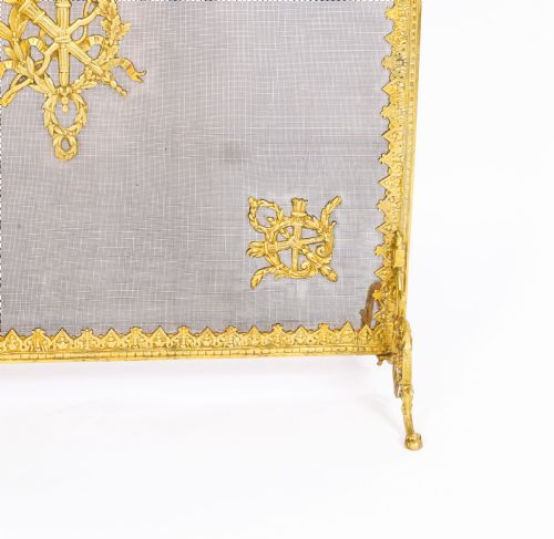 ANTIQUE FRENCH EMPIRE REVIVAL CLASSICAL TROPHIES GILT BRONZE FIRE SCREEN 19TH C - ADDITIONAL PHOTO 8