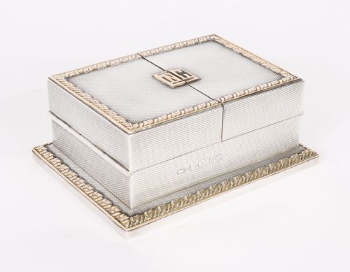 ANTIQUE ASPREY STERLING SILVER MINIATURE PLAYING CARD BOX CASKET 1912