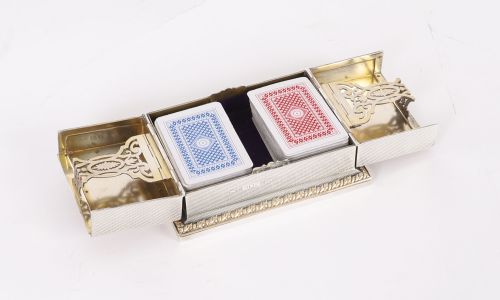 ANTIQUE ASPREY STERLING SILVER MINIATURE PLAYING CARD BOX CASKET 1912 - ADDITIONAL PHOTO 2
